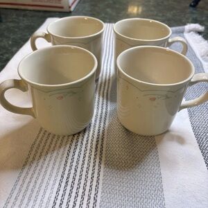 Corelle Cream and Pink Floral Mugs Set